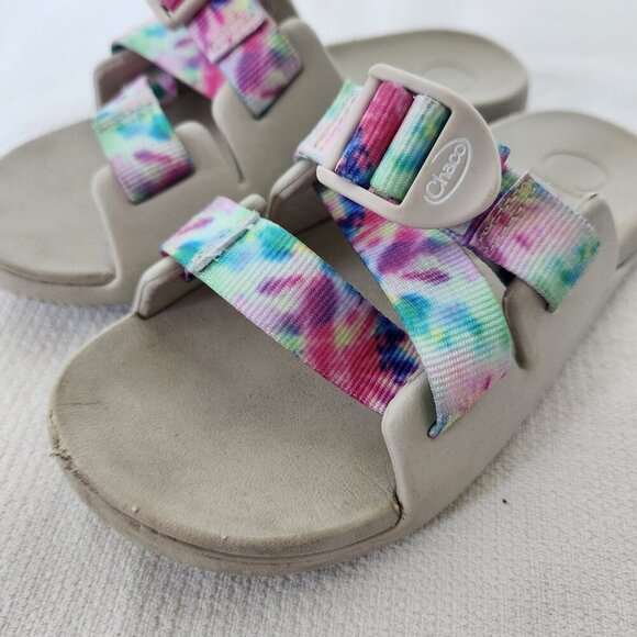 Chaco Girls Youth Size 1 Tie Dye Slide Sandals Chillos Slip On Sport Comfort  - - Picture 2 of 8